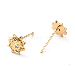 Light Sky Blue Cubic Zirconia Sun Stud Earrings&nbsp;EJEW-F281-26G