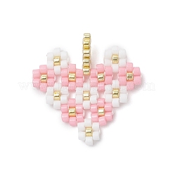 4Pcs MIYUKI Glass Seed Beaded Heart with Flower Pendants&nbsp;PALLOY-MZ01113