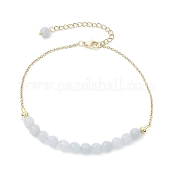 Dyed Natural White Jade Round Beaded Ankelets&nbsp;AJEW-AN00707-02