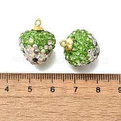 Rhinestone Clay Brass Pendants&nbsp;KK-D295-05G