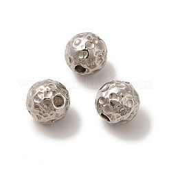 変色しない201ステンレススチールビーズ  テクスチャ  ラウンド  ステンレス鋼色  8mm  穴：1.5mm&nbsp;STAS-M089-15P