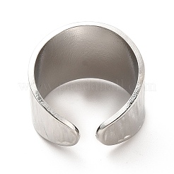 Non-Tarnish 304 Stainless Steel Textured Wide Band Open Cuff Ring for Women&nbsp;RJEW-F131-08P