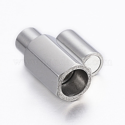 変色しにくい滑らかな304ステンレススチール製のマグネット留め具と接着端  コラム  多面カット  ステンレス鋼色  16.5x6x5.5mm  穴：3mm&nbsp;STAS-H402-63P-3mm