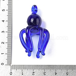 手作りランプワークペンダント  タコチャーム  ブルー  49x26x26.5mm  穴：3mm&nbsp;LAMP-R001-05D