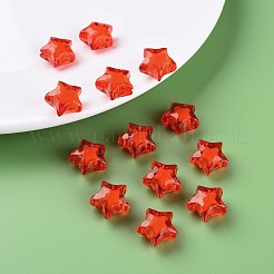 透明なアクリルビーズ  二層ビーズ  多面カット  スター  レッド  14x15x8.5mm  穴：2mm&nbsp;X-TACR-S152-02A-712