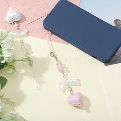 アクリルキーホルダー付き4色合金2個  ハート  ミックスカラー  17cm  2個/カラー&nbsp;AJEW-GL0002-69