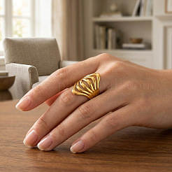 Irregular 304 Stainless Steel Cuff Open Rings for Women&nbsp;DP3039-1