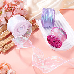 蝶結び用の3色のフィッシュテールヤーンの虹色リボン3ロール  ギフト包装  ミックスカラー  1-5/8インチ（40mm）  約9.84ヤード（9m）/ロール  1ロール/カラー&nbsp;OCOR-TA0004-11A