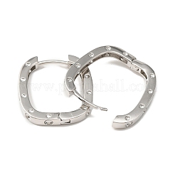 女性用水玉模様の真鍮の楕円形フープピアス  プラチナ  23x20x2.5mm  ピン：1mm&nbsp;EJEW-F314-02B-P