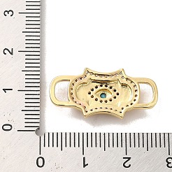 真鍮キュービックジルコニア コネクタ チャーム  ゴールドカラー  ナザールボンジュウ  12.5x15.5x4mm  穴：5x3mm&nbsp;KK-M278-01B-G