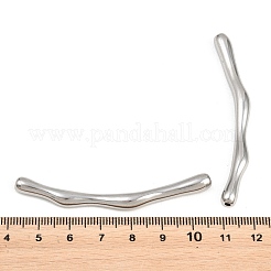 304ステンレススチールビーズ  ウェーブチューブ  ステンレス鋼色  65x7x5mm  穴：2mm&nbsp;STAS-A144-03D-P