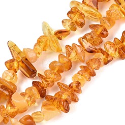 天然琥珀ビーズ連売り  チップ  4.5~18x4~8.5x3~6mm  穴：0.6~0.7mm  約106個/連  14.96インチ（38cm）&nbsp;G-N371-13A-01