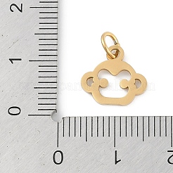 304ステンレスペンダント  十二支のチャーム  丸カン付き  サル  10.5x11.5x0.9mm  穴：3.1mm&nbsp;STAS-L279-001G-08