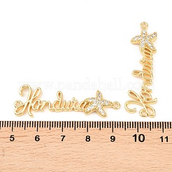 Brass Micro Pave Clear Cubic Zirconia Connector Charms&nbsp;KK-F931-29B-G