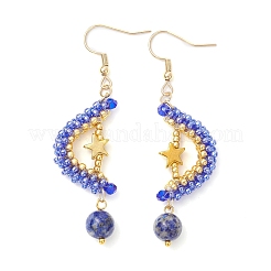Natural Lapis Lazuli Dangle Earrings&nbsp;EJEW-MZ00544-01