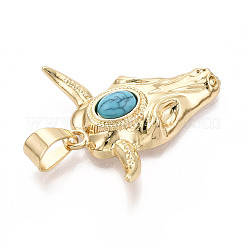 Brass and Synthetic Turquoise Pendants&nbsp;KK-T079-03A-G