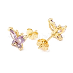 Brass Micro Pave Cubic Zirconia Stud Earring&nbsp;EJEW-C021-03G