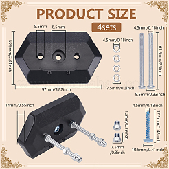 ABSプラスチック壁掛けハンガー4セット  スケートボード用  ブラック  59.5x97x14mm&nbsp;DIY-FG0007-52
