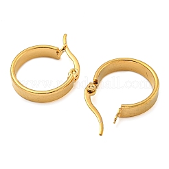 PVD真空メッキ202ステンレススチールフープピアス  女性用304ステンレスピン付き  ゴールドカラー  17x4mm&nbsp;EJEW-H003-35G-01