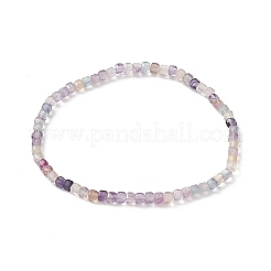 Natural Gemstone Cube Beaded Stretch Bracelet for Women&nbsp;BJEW-JB08976