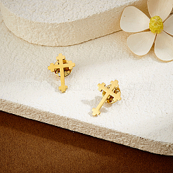 4Pcs Cross Stainless Steel Lapel Pin Back Brooches for Backpack Clothes&nbsp;JEWB-GA0001-53G
