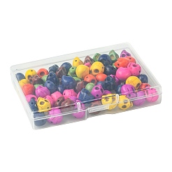 80個8色合成ターコイズビーズ  染め  ハロウィンの頭蓋骨  ミックスカラー  12x10x11mm  穴：1mm  10個/カラー&nbsp;TURQ-FS0001-08
