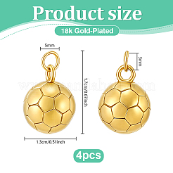 スポーツ304ステンレススチールペンダント4個  丸カン付き  サッカー  16.5x12.5mm  穴：3mm&nbsp;STAS-PH0007-33B