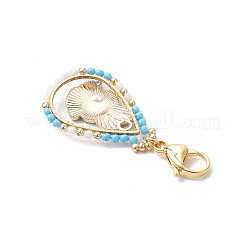 Easter Teadrop Glass Seed Beaded & Alloy Enamel Rabbit Pendant Decorations&nbsp;HJEW-MZ00187-01