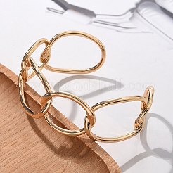 電気泳動女性用鉄カフバングル  オーバル  ゴールドカラー  1インチ（2.4cm）&nbsp;BJEW-M057-06G