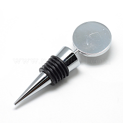 亜鉛合金ワインボトルストッパーカボションセッティング  フラットラウンド  プラチナ  トレイ：31mm  103x33x21mm&nbsp;LS-MAK-R022-02