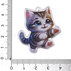 印刷されたアクリルパーツ  猫の形のチャーム  コーヒー  40x35x2mm  穴：2.5mm&nbsp;AC-G001-01A