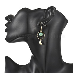 2 Pairs 2 Styles Natural Green Line Jasper Beads & Brass Dangle Earrings&nbsp;EJEW-JE07251