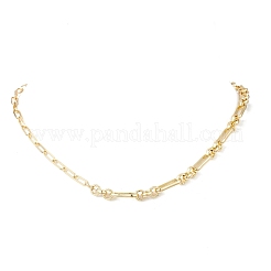女性用真鍮ペーパークリップチェーンと長方形リンクチェーンネックレス  ゴールドカラー  16.54インチ（42cm）&nbsp;NJEW-JN05673
