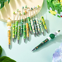 12Pcs 12 Styles Saint Patrick's Day Theme Plastic Beadable Pens&nbsp;AJEW-TA0002-11