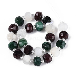Natural Fuchsite & Garnet & White Moonstone Beads Strands&nbsp;G-T144-20A-01