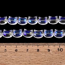 電気メッキガラスビーズセット  ABカラーメッキ  猫の形  ブルー  8x10x5mm  穴：1mm  約65個/連  24.41''（62センチメートル）&nbsp;EGLA-Q128-07A-AB02