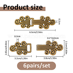 6 Pairs Vintage Cloud Pattern Alloy Buckle for Clothing & Bags&nbsp;BUTT-FH0001-043
