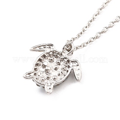 Aquamarine Rhinestone Sea Turtles Pendant Necklace for Women&nbsp;NJEW-I113-02G