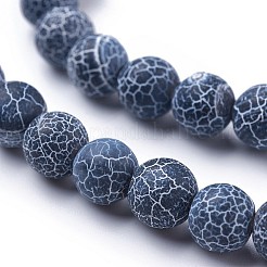 つや消しの天然風化瑪瑙ビーズ連売り  ラウンド  染め＆加熱  ダークブルー  8mm  穴：1mm  約48個/連  14.5インチ&nbsp;X-G-F367-8mm-05