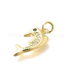 Brass Micro Pave Clear Cubic Zirconia Pendants&nbsp;KK-Q040-03A-G
