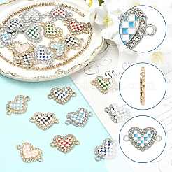 12Pcs 6 Colors Alloy Enamel & Crystal Rhinestone Connector Charms&nbsp;FIND-FS0005-39G