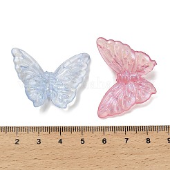 UVメッキ透明レインボー虹色アクリルビーズ  蝶  ミックスカラー  37x29x8mm  穴：2mm  約242個/連&nbsp;LACR-R001-09A