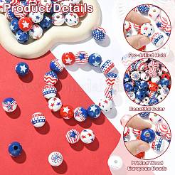90Pcs 9 Styles Printed Wood European Beads&nbsp;WOOD-CJ0002-69