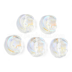 透明なガラスビーズを電気  ABカラー  スターとムーン  クリアAB  14x12.5x5mm  穴：1mm&nbsp;GLAA-N035-036-K01