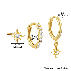 Sterling Silver Star Pendant Hoop Earrings with Zircon Micro Pave for Daily Wear&nbsp;OS0022-1