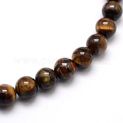 Natural Grade AB Tiger Eye Round Beads Strands&nbsp;G-O047-02-8mm