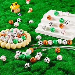 DIY Sports Ball Wood & 304 Stainless Steel  Keychain Making Kits&nbsp;DIY-TA0010-99