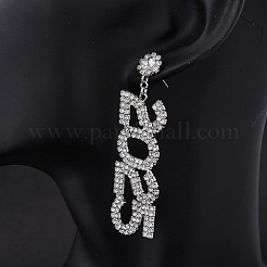 Brass Rhinestone Stud Earrings&nbsp;EJEW-Q012-01P
