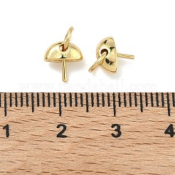 半円形の真鍮カップ、パールペグ、ベイル、ピンペンダント  片穴パーツ用  カドミウムフリー＆鉛フリー  ラックめっき  長持ちメッキ  ゴールドカラー  7x7x3.5mm  丸カン：5x0.8ミリ  内径：3.5mm&nbsp;KK-G555-08G