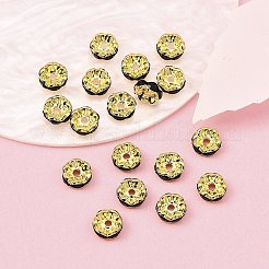 真鍮製A級ラインストーンスペーサービーズ  ウェーブエッジ  ロンデル  ニッケルフリー  ゴールドカラー  ジェット  8x3.8mm  穴：1.5mm&nbsp;RSB030NF-04G